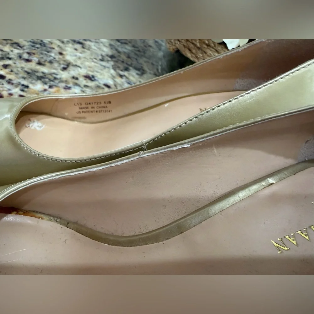 Cole Haan Air Lainey Metallic Gold Leather Open Toe Pumps Nike Air 5.5